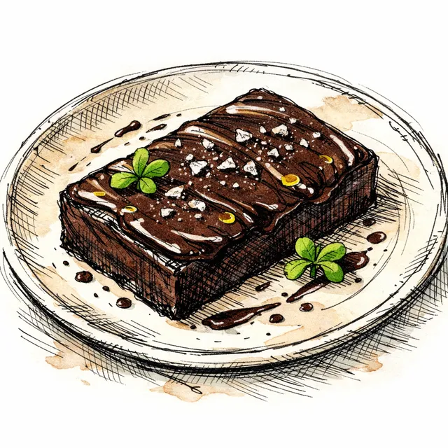 Flourless Dark Chocolate & Olive Oil Slab with Smoked Salt Ganache