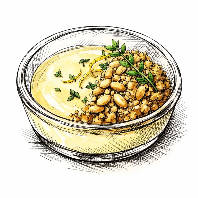 Lemon-Thyme Posset with Pine Nut & Olive Oil Sand