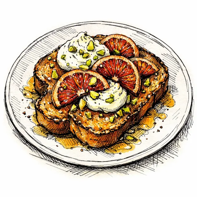 Blood Orange & Cardamom Baked Brioche Perdu