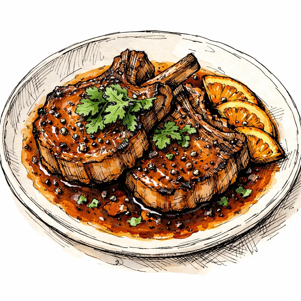 20-Minute Seared Bone-In Pork Chops with Smoky Ancho-Orange Pan Sauce by María “Mari” Santiago | inspochef | inspochef