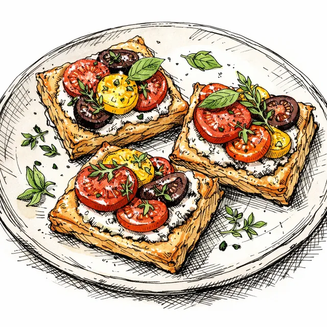 Salted Heirloom Tomato & Herbed Chèvre Rough-Puff Carrés