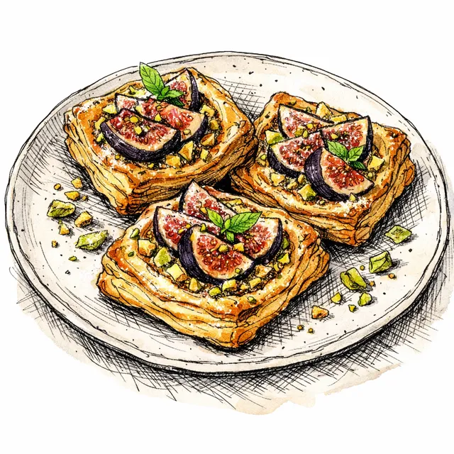 Black Mission Fig & Pistachio Frangipane Rough-Puff Tarts
