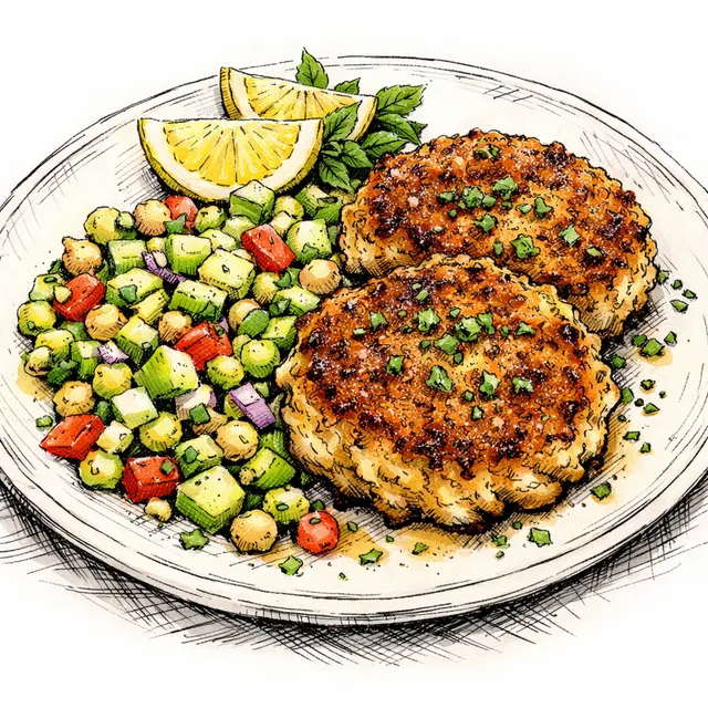 Charleston-Style Pan-Fried Crab Cakes with Field Pea & Cucumber Relish