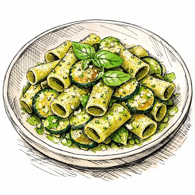The Emerald Vault: Rigatoni with a Zucchini and Basil Mantecatura
