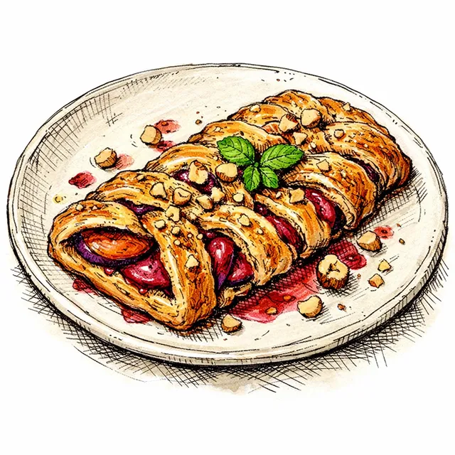 Ruby Plum & Cardamom-Hazelnut Rough-Puff Tresse