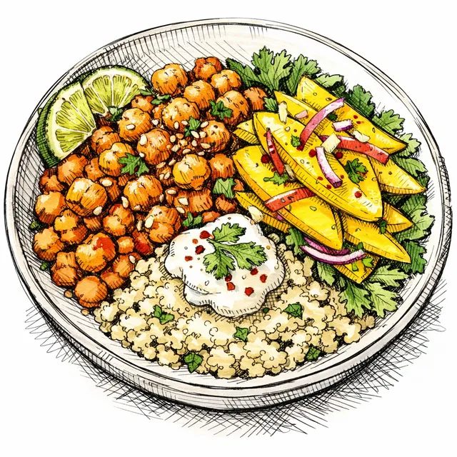 The Casablanca-to-Caracas Harissa Chickpea & Quick-Pickled Mango Desk Escape