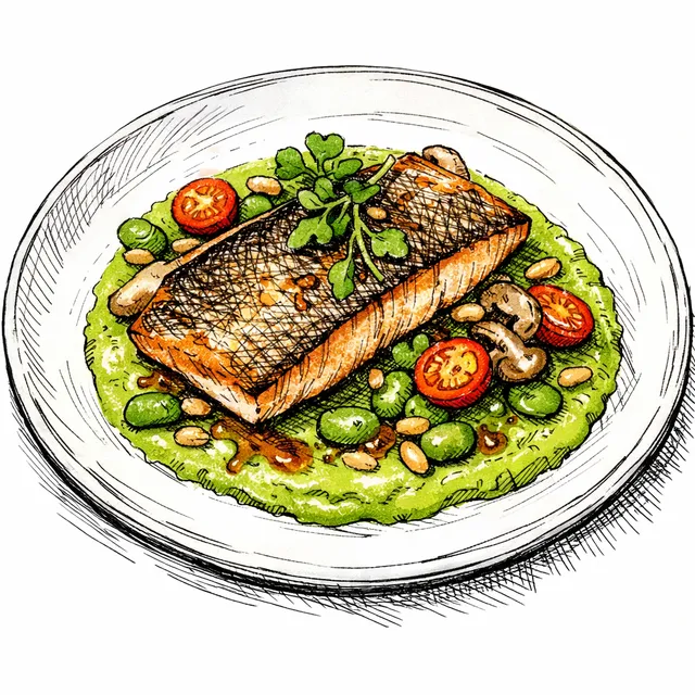 The Alpine Keystone: Pan-Seared Trout with a Fava Bean Emulsion