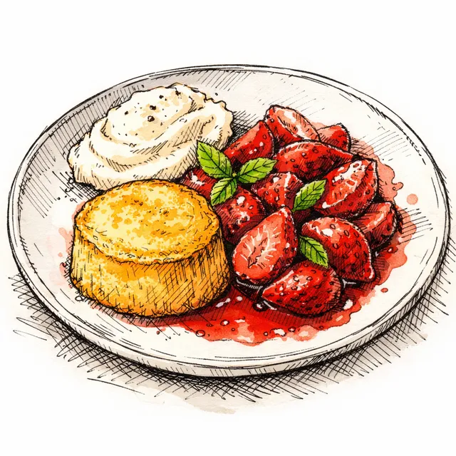 Campari-Macerated Strawberries with Olive Oil Spoon Cake & Salty Mascarpone
