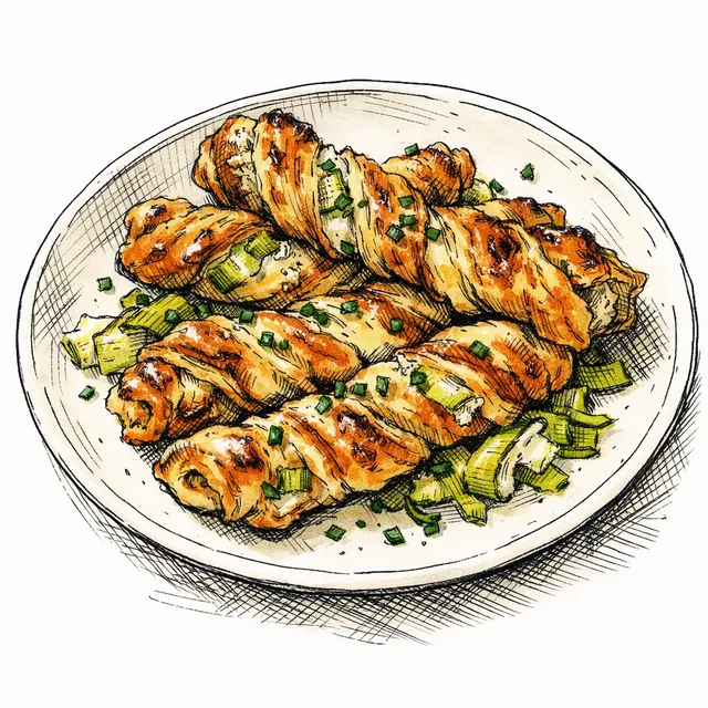 Fondant Leek & Aged Gruyère Rough-Puff Torsades