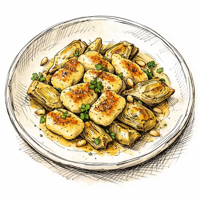 Structural Integrity: Pan-Seared Ricotta Gnocchi with Golden Artichokes