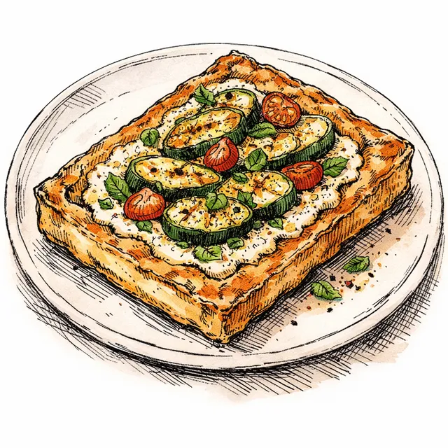 Blistered Zucchini & Whipped Ricotta Slab Quiche