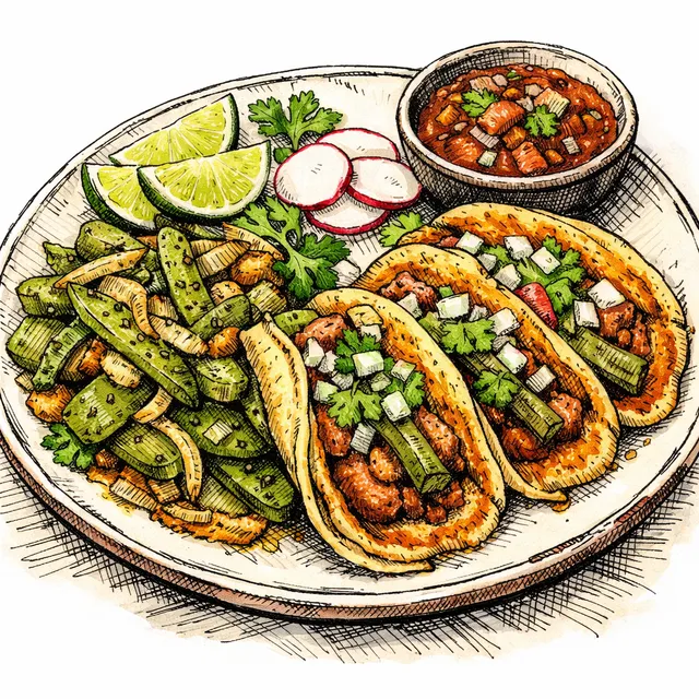 15-Minute Crispy Queso Costra & Blistered Nopales Skillet Tacos