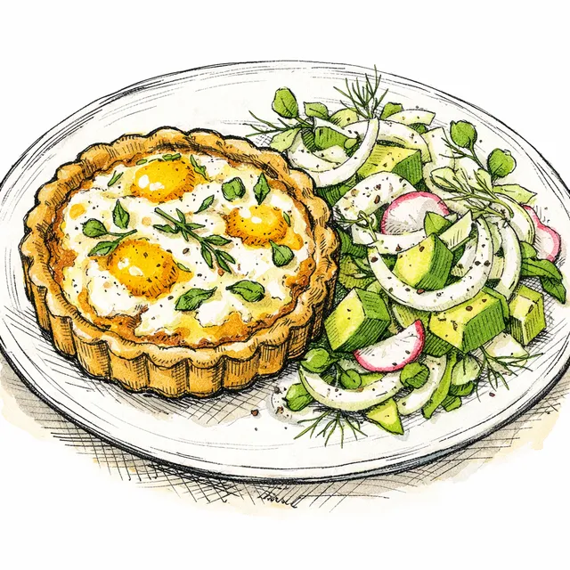 Sunny Spring Chèvre Tart with Fennel & Avocado Salad