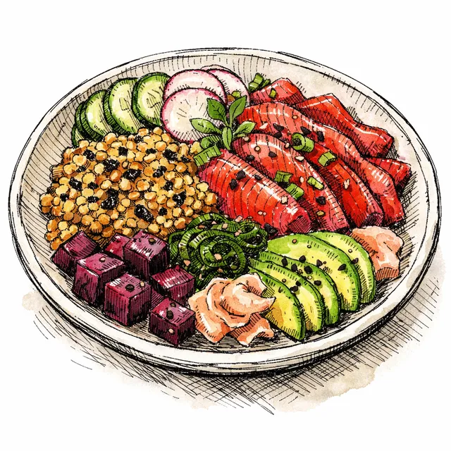 Beetroot, Sumac & Yuzu-Cured Atlantic Salmon Bowl with Warm Furikake Farro