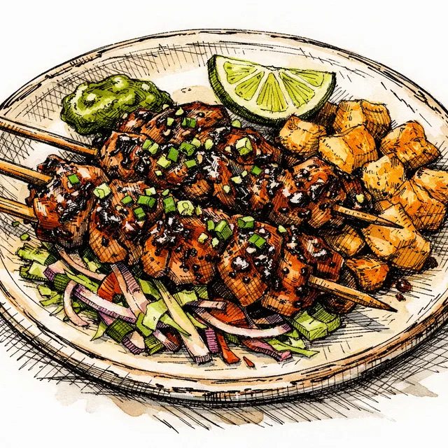 Tokyo-Lima Street Cart Chicken: Aji Panca & Black Garlic Skewers