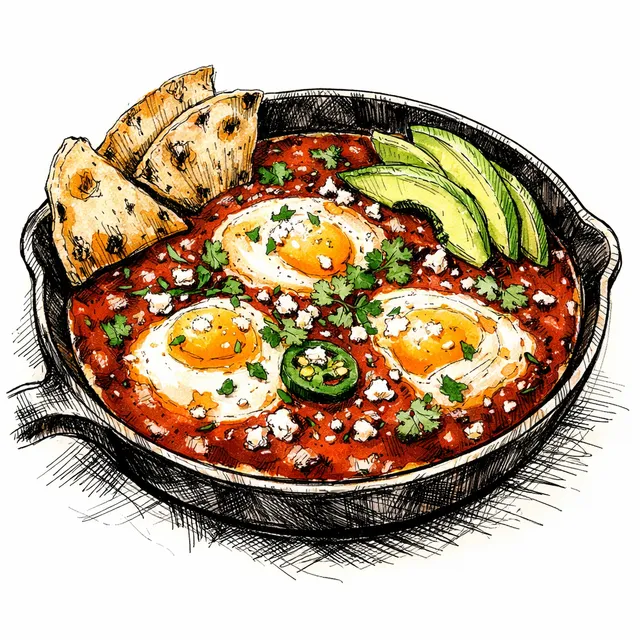 Skillet Huevos Ahogados in 10-Minute Guajillo Salsa (Oaxacan Morning Comfort)