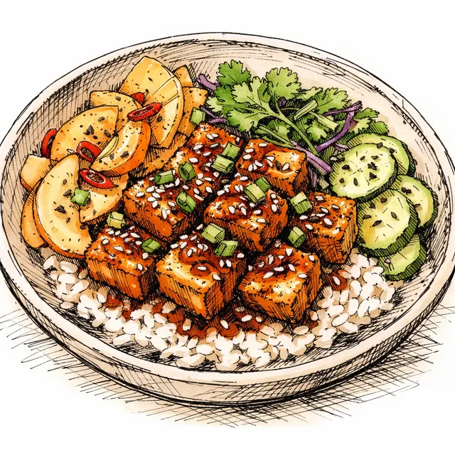 The Istanbul-to-Iloilo Tamarind-Glazed Crispy Tofu & Quick-Pickled Cantaloupe Desk Escape