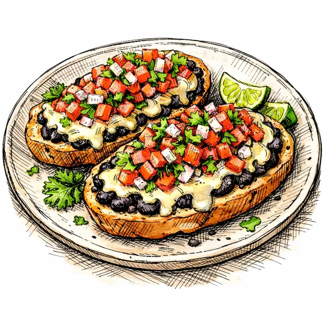 15-Minute Skillet Black Bean Molletes with Melted Quesillo & Tangy Pico