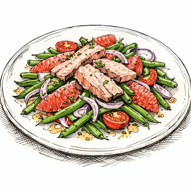 Composed Ventresca Tuna & Haricots Verts Salade with Grapefruit-Shallot Vinaigrette