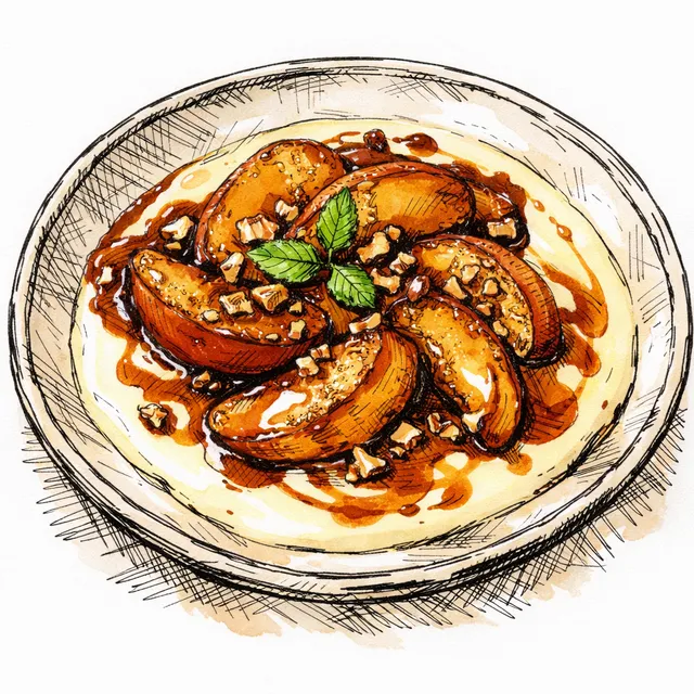 Roasted Apple & Brown-Butter Skillet Caramel with Quick Crème Anglaise