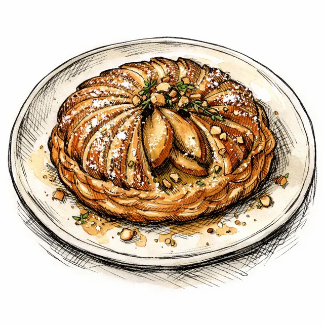 Spiced Pear & Brown Butter Frangipane Rough-Puff Pithiviers