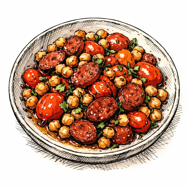 15-Minute Sizzled Chorizo & Crispy Chickpea Skillet with Burst Tomatoes