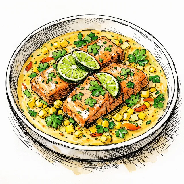 One-Pot Coconut-Lime Salmon & Sweet Corn Simmer