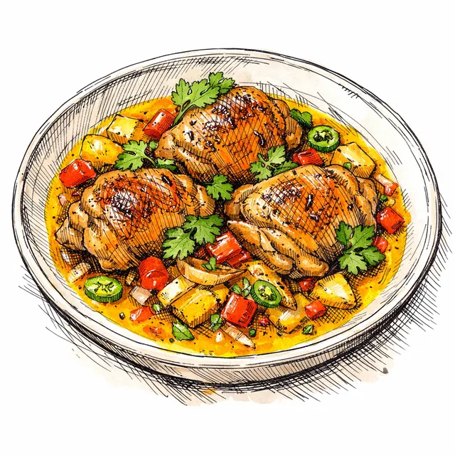30-Minute Fast-Braised Chicken Thighs en Amarillo Rápido
