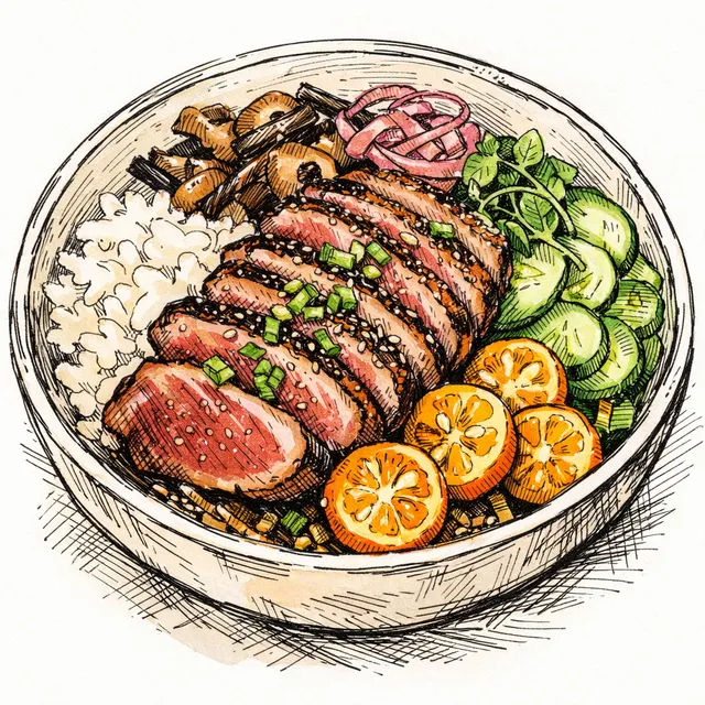 Black Cardamom & Kumquat-Cured Duck Breast Bowl