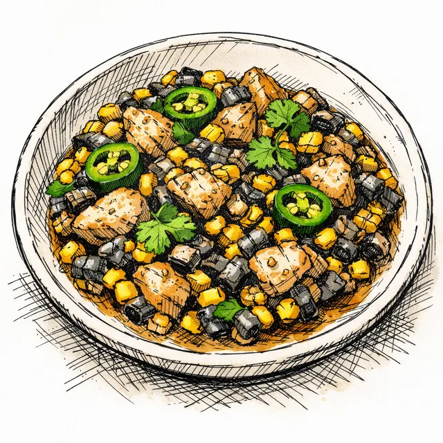 Quick-Simmered Huitlacoche & Sweet Corn Chicken Skillet
