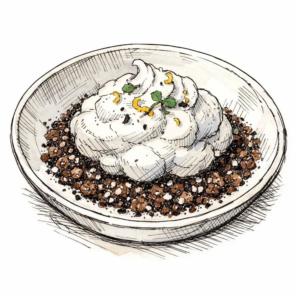 Frozen Earl Grey Cloud with Bitter Cocoa-Sesame Sand by Theo Glass | inspochef | inspochef