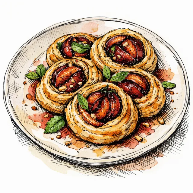 Roasted Plum & Cardamom Rough-Puff Tourbillons