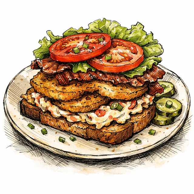 Cast-Iron Fried Green Tomato BLT with Charred Scallion Pimento Cheese