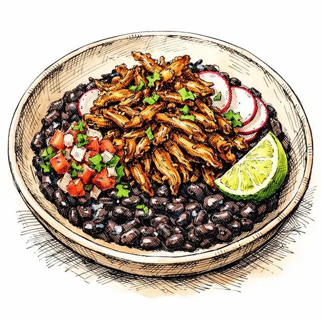 20-Minute Crispy Seta "Carnitas" over Silky Black Beans