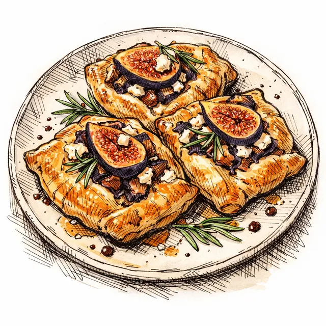 Black Mission Fig, Rosemary & Chèvre Rough-Puff Chaussons