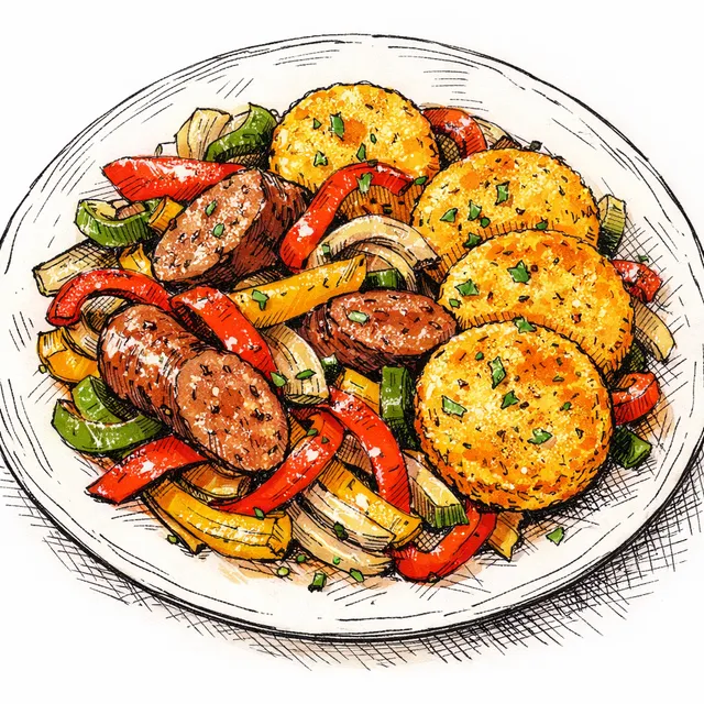 Sheet-Pan Sausage & Peppers with Crispy Polenta Shortcuts