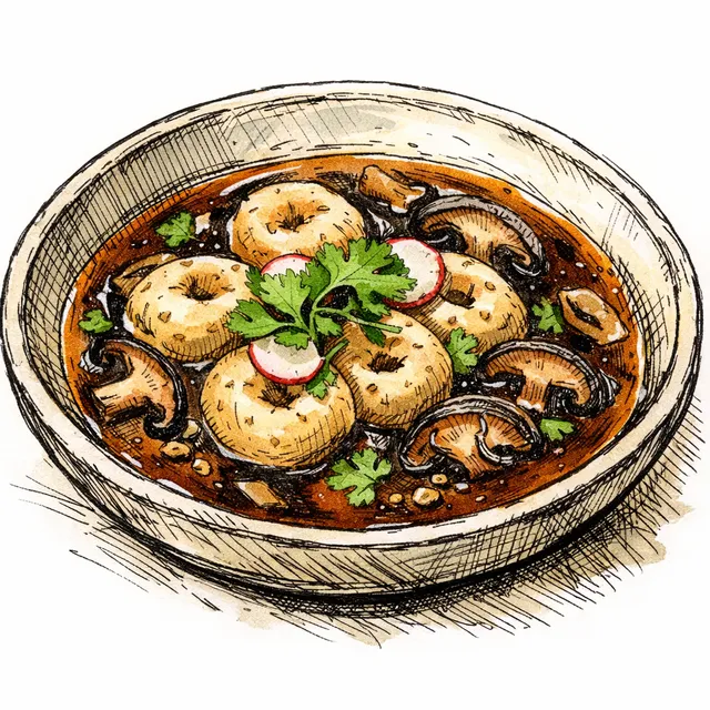 Masa Chochoyotes in Smoked Ancho-Shiitake Dashi