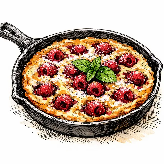 Browned Butter & Raspberry Skillet Clafoutis