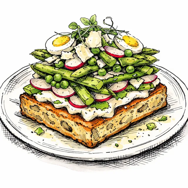The Focaccia Plinth: Layered Spring Asparagus Salad