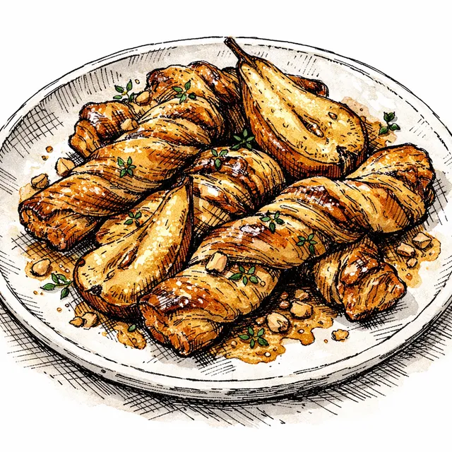 Roasted Pear & Brown Butter Rough-Puff Torsades
