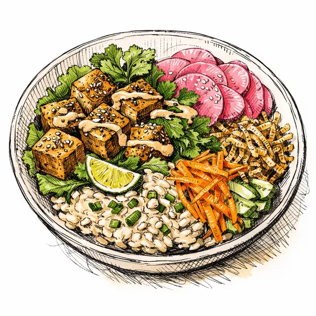 The Beirut-to-Bangkok Za'atar Tofu & Pickled Radish Crunch Bowl