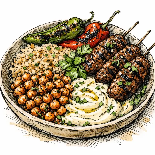 Fire-Charred Lamb Kofta & Smoky Freekeh Bowl