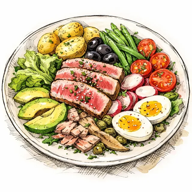 Quick-Seared Ahi Tuna Niçoise Californienne