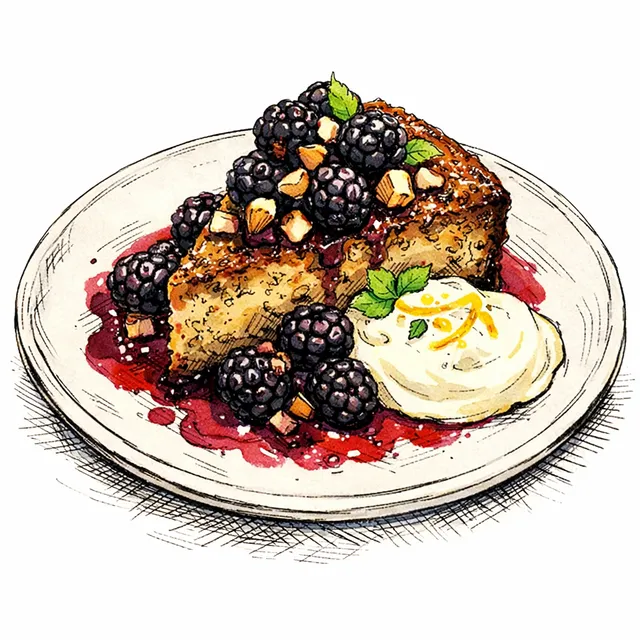 Warm Blackberry & Brown Butter Hazelnut Cake