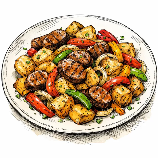 One-Skillet Roasted Sausage, Peppers, and Crispy Golden Potatoes