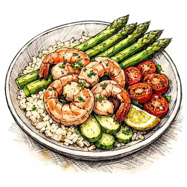 The Santorini-to-Phú Quốc Flash-Blanched Prawn & Asparagus Dinner Bowl