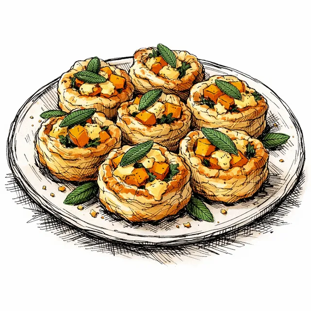 Smoked Gouda, Kabocha & Sage Rough-Puff Bouchées