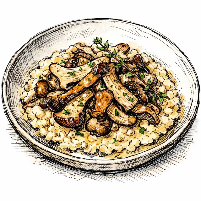 The Quadronno Atelier: Gentle Oven-Roasted Wild Mushrooms with Creamy Fontina Farrotto and Thyme-Vermouth Butter
