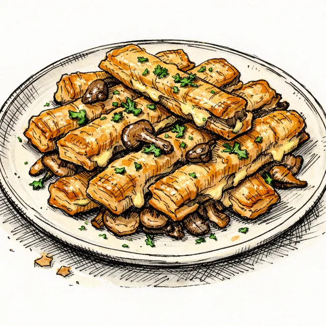 Wild Mushroom and Comté Rough-Puff Allumettes