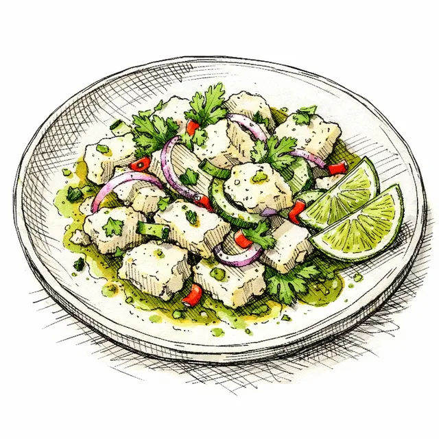 Coconut-Lime Halibut Kinilaw with Charred Jalapeño Oil